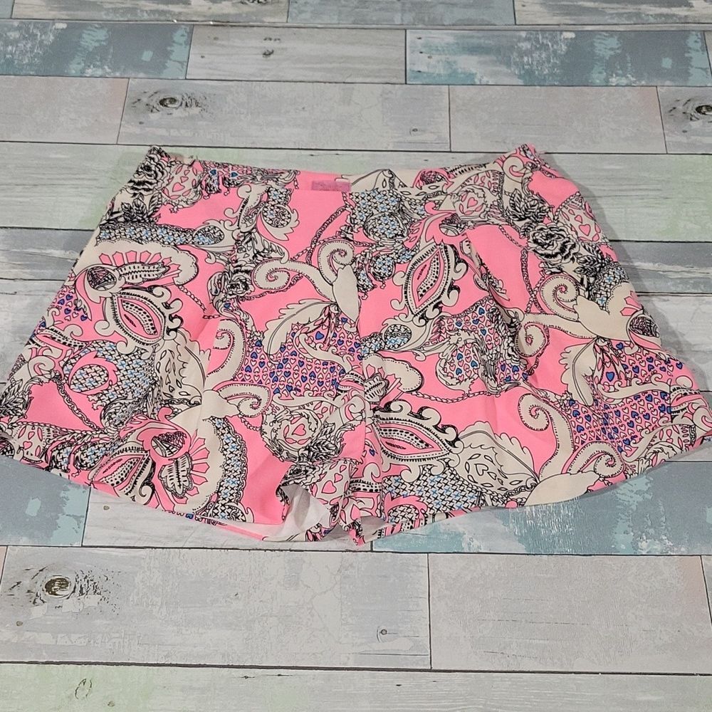GINGER Brand Neon Pink Paisley Print Shorts sz Medium